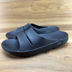 Oofos Sandals Mens 14 EU 47 Black Recovery Slides